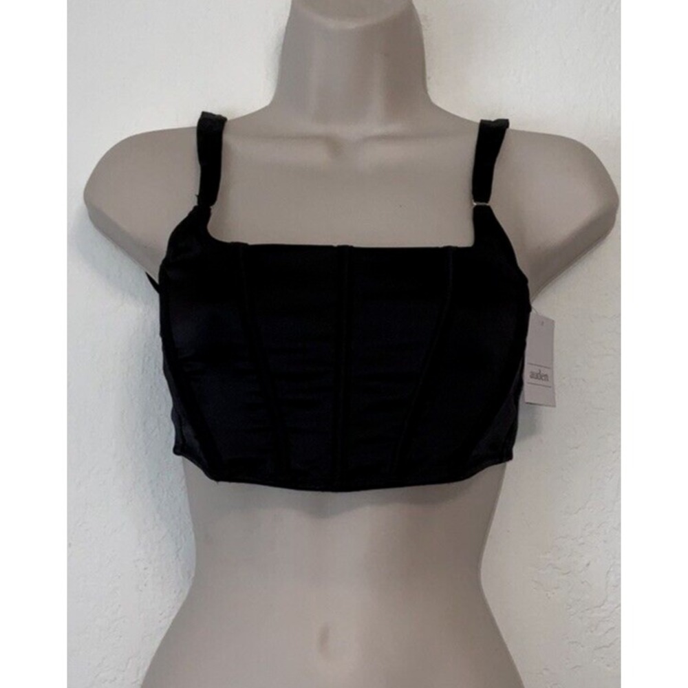 Auden Black Corset Crop Top Bra Adjustable Straps Size S